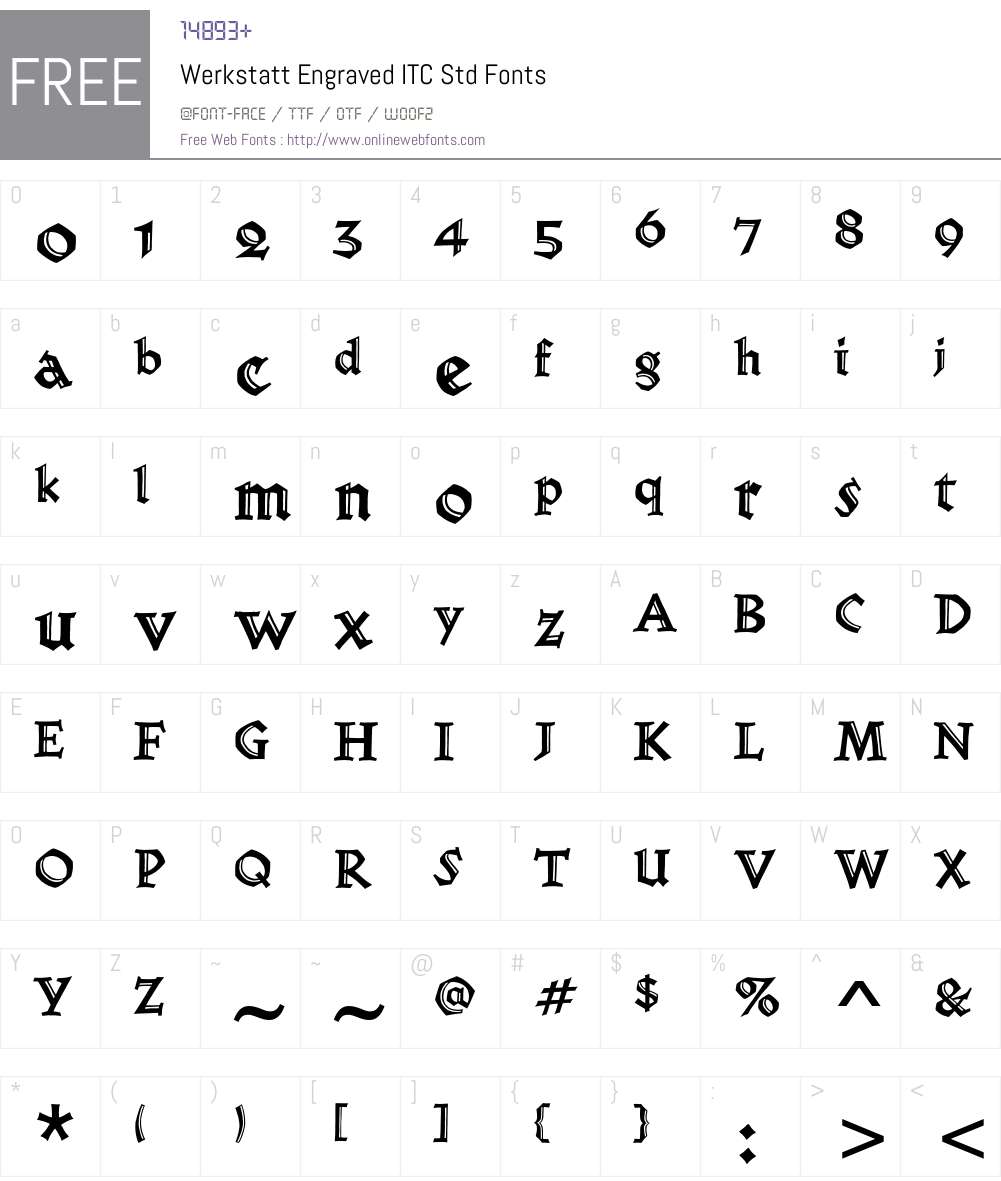 Werkstatt Engraved ITC Std Font Screenshots