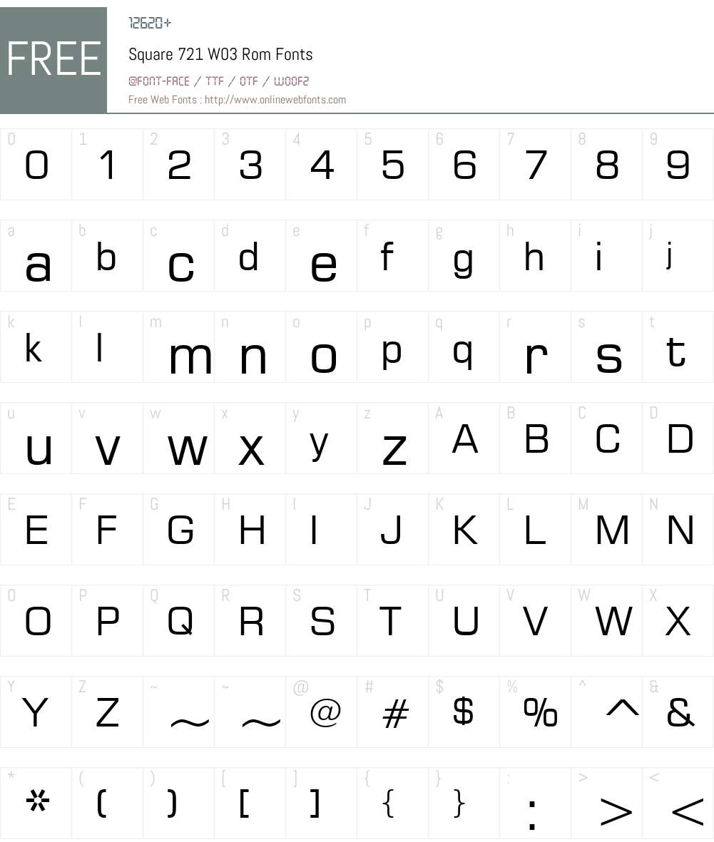 Square 721 Font Screenshots