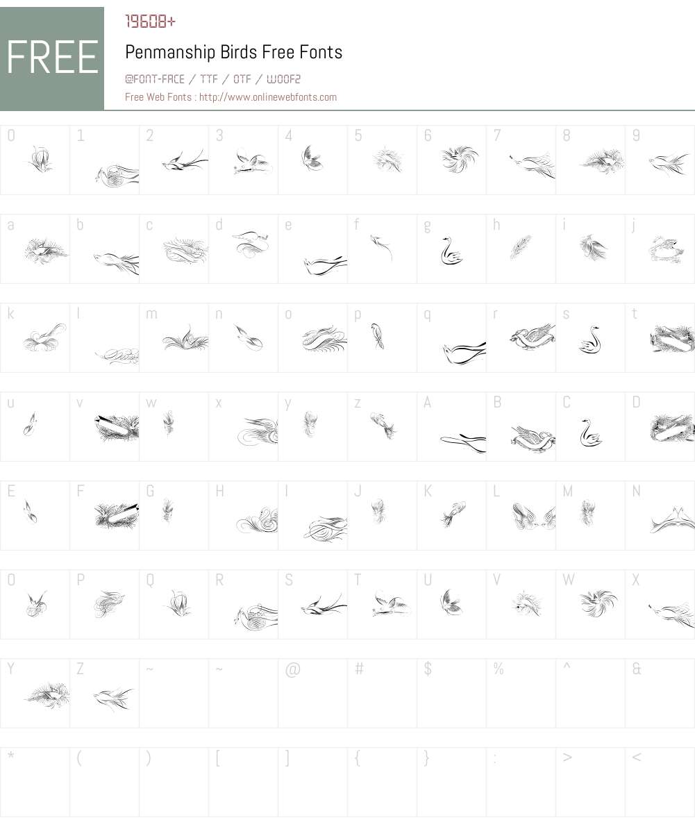 Penmanship Birds Free Font Screenshots