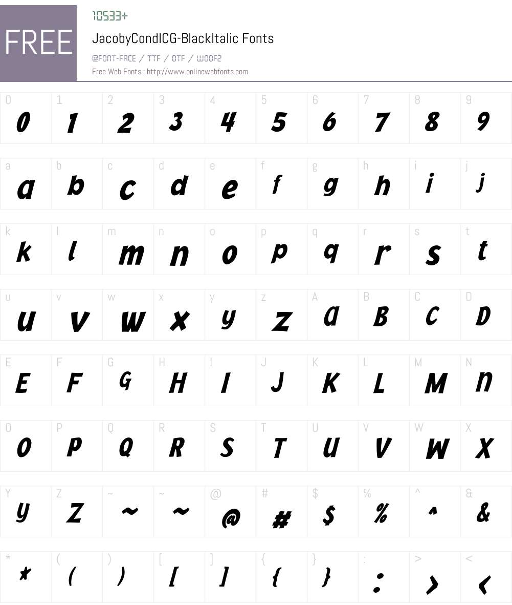 JacobyCondICG Font Screenshots