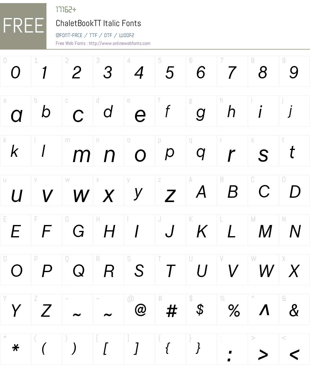 ChaletBookTT Font Screenshots