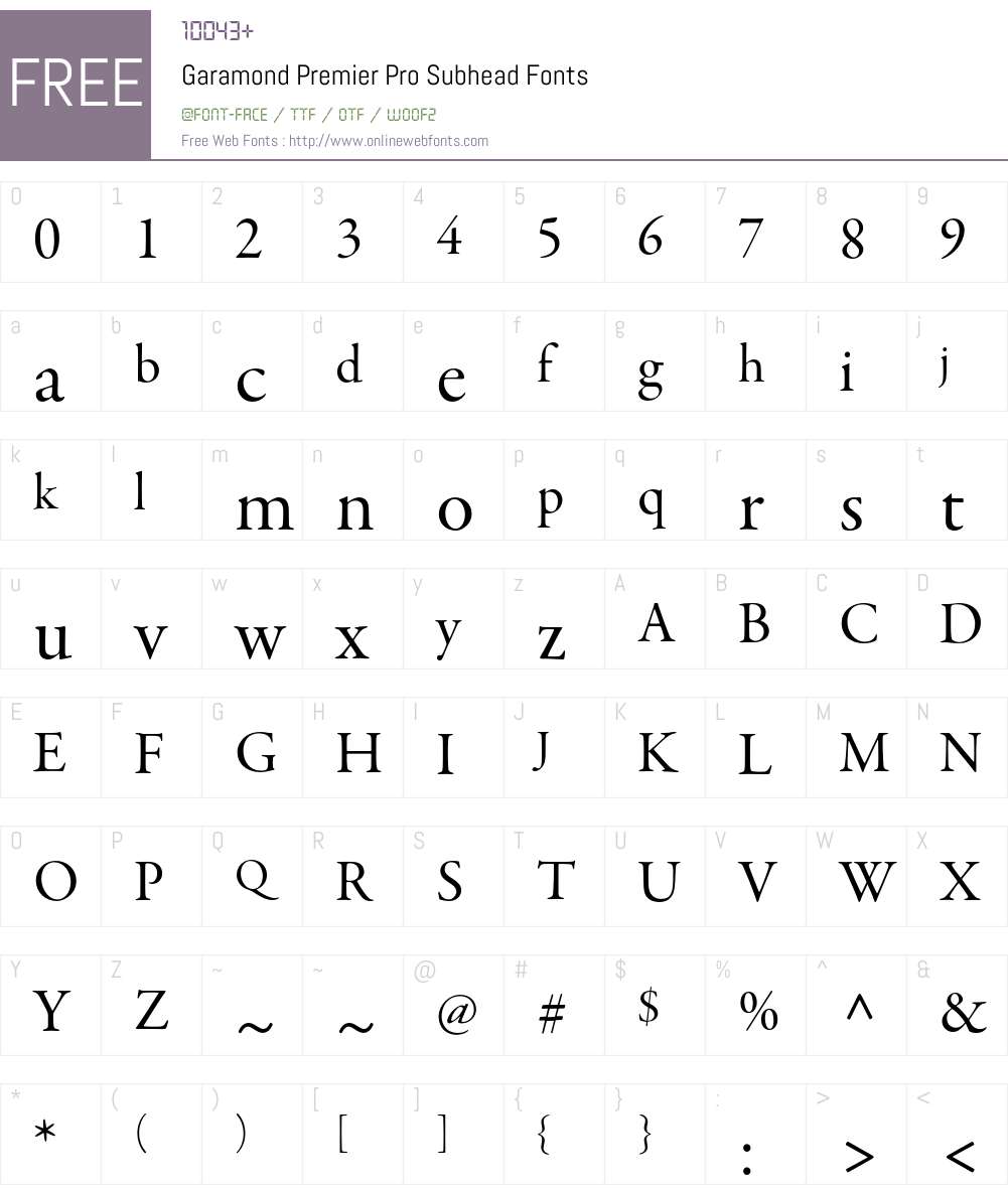 Garamond Premier Pro Font Screenshots