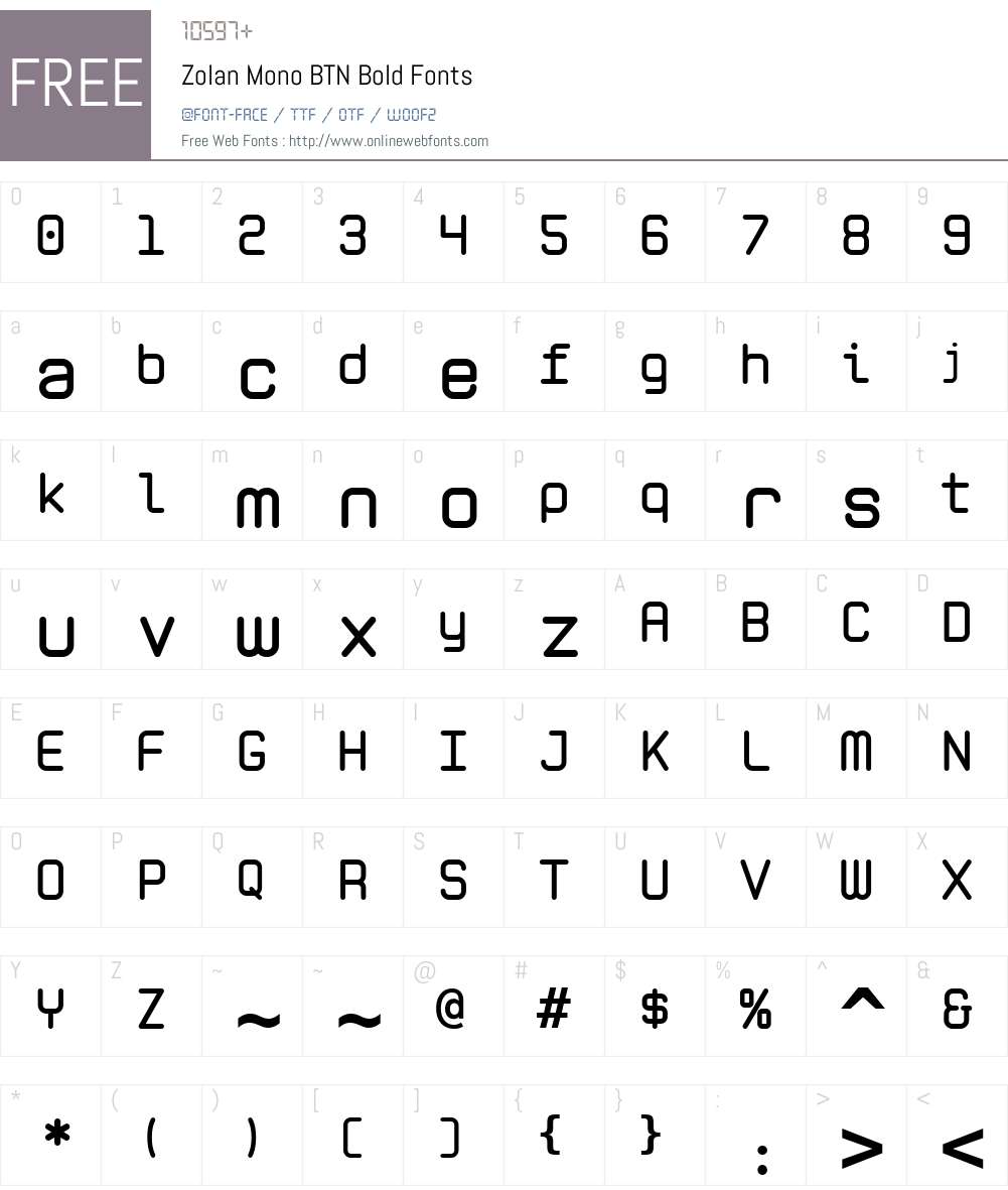 Zolan Mono BTN Font Screenshots