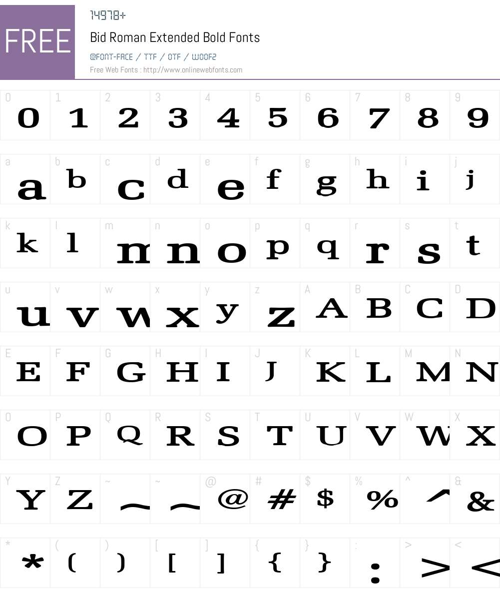 Bid Roman Extended Font Screenshots