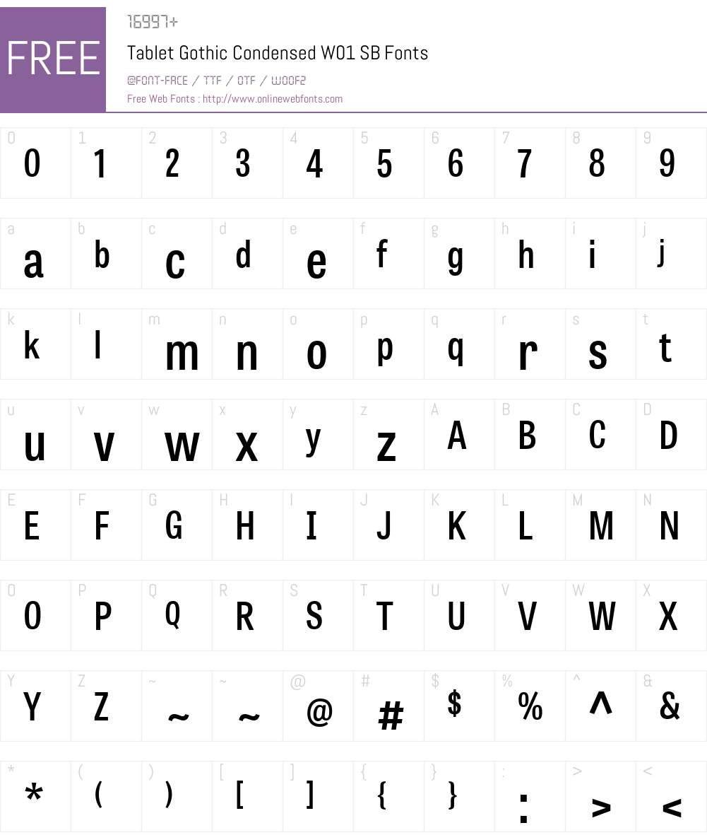 TabletGothicCondensedW01-SB Font Screenshots