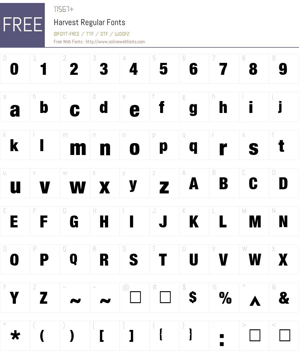 Harvest Font Screenshots