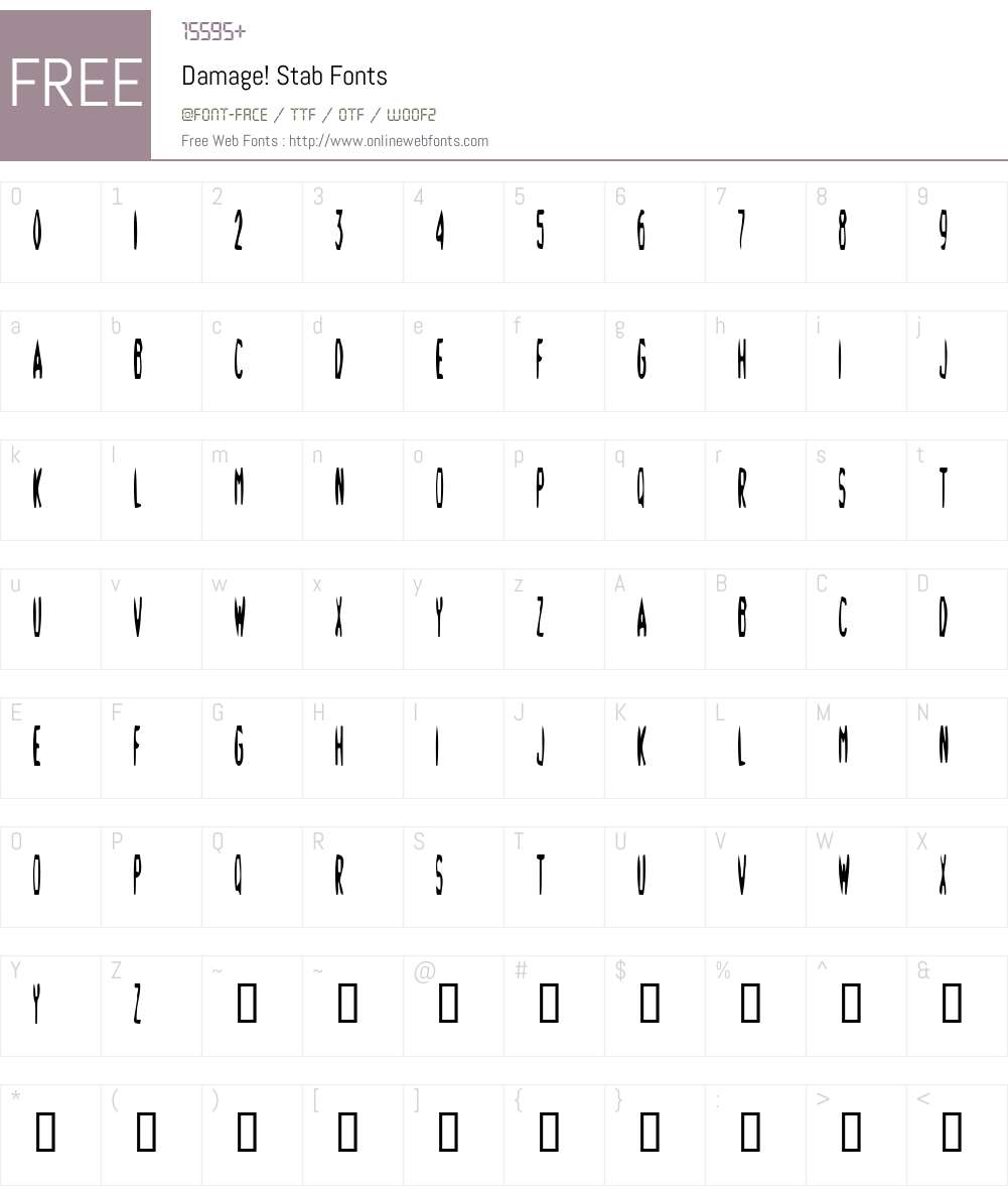 Damage! Stab Font Screenshots