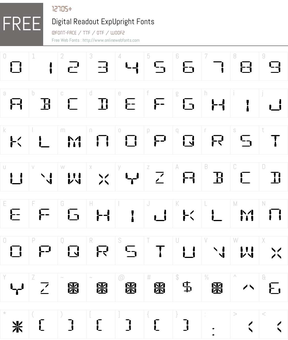 Digital Readout ExpUpright Font Screenshots