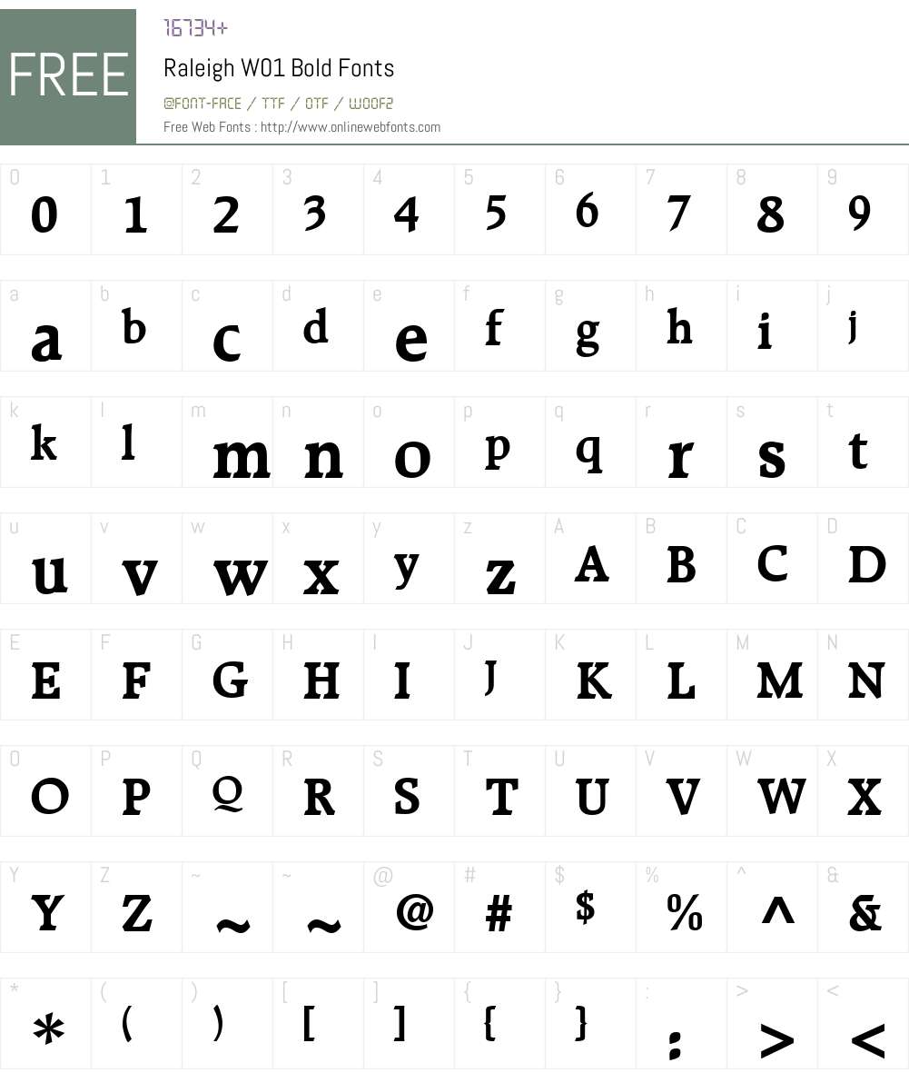 Raleigh Font Screenshots