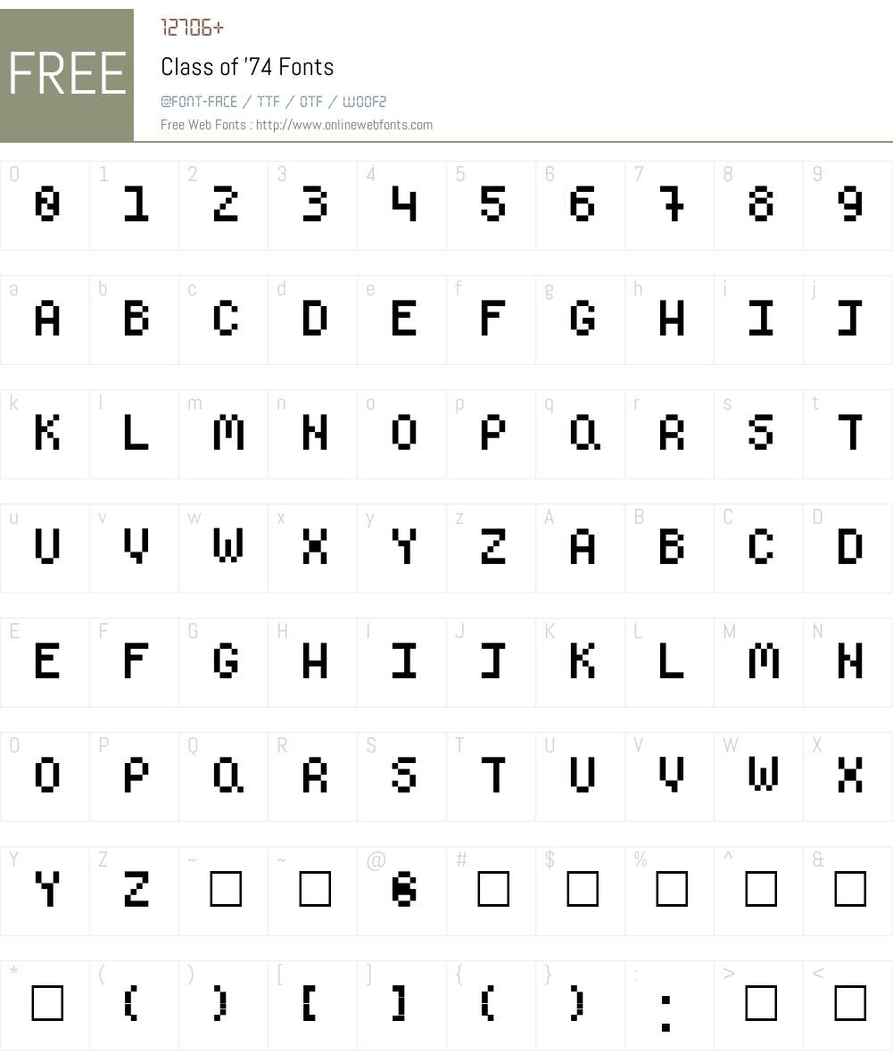 Class of '74 Font Screenshots
