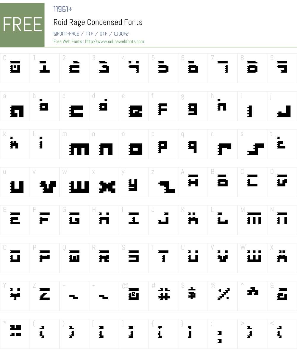 Roid Rage Condensed Font Screenshots