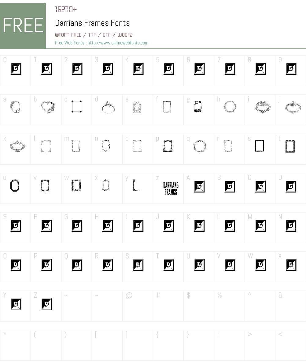 Darrians Frames Font Screenshots