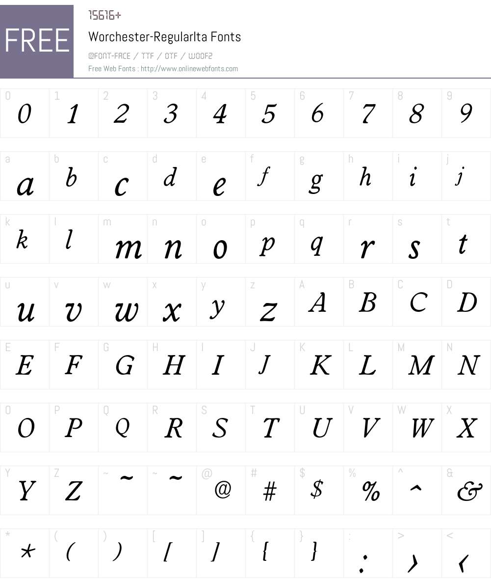 Worchester-RegularIta Font Screenshots