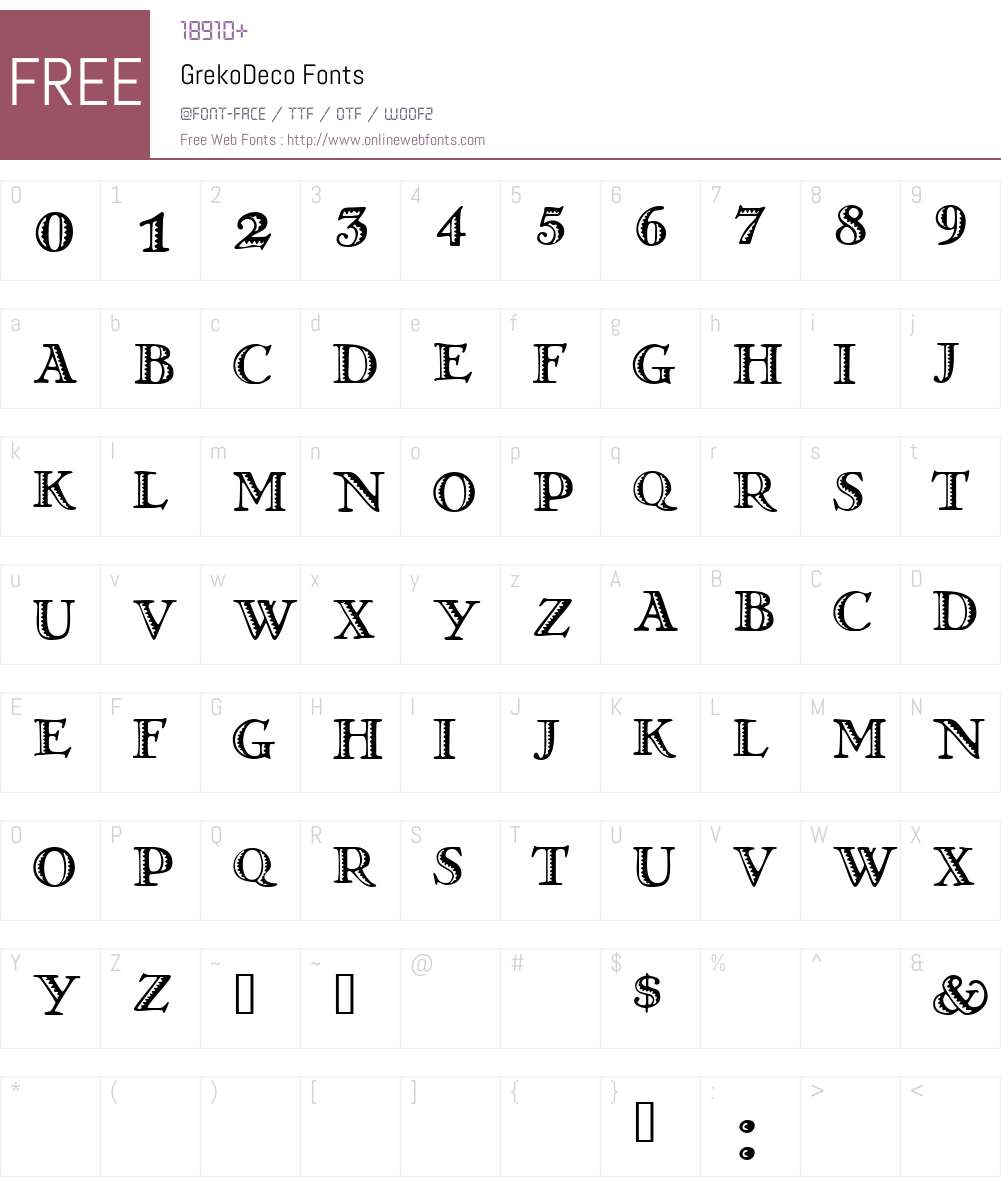 GrekoDeco Font Screenshots