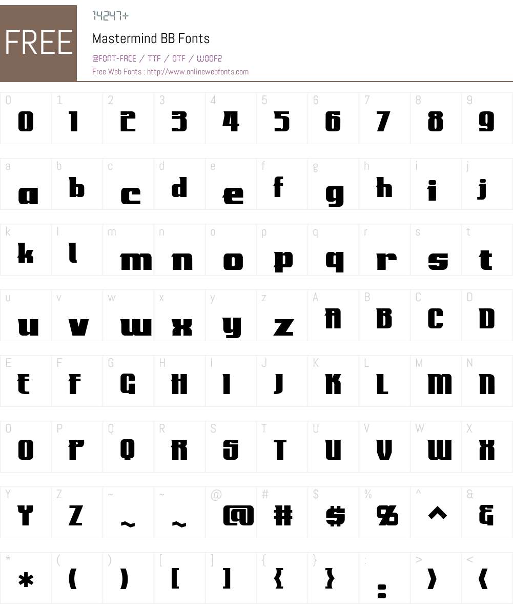 MastermindBB Font Screenshots