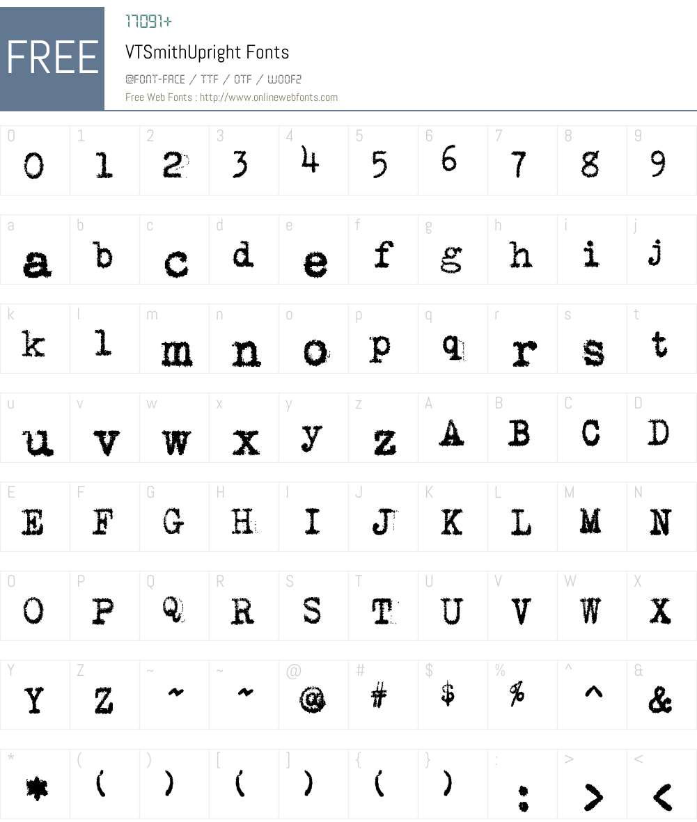 VTSmithUpright Font Screenshots