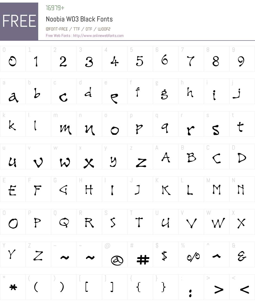 NoobiaW03-Black Font Screenshots