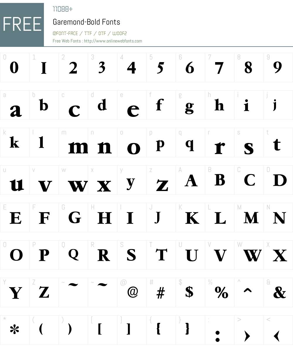 Garemond-Bold Font Screenshots