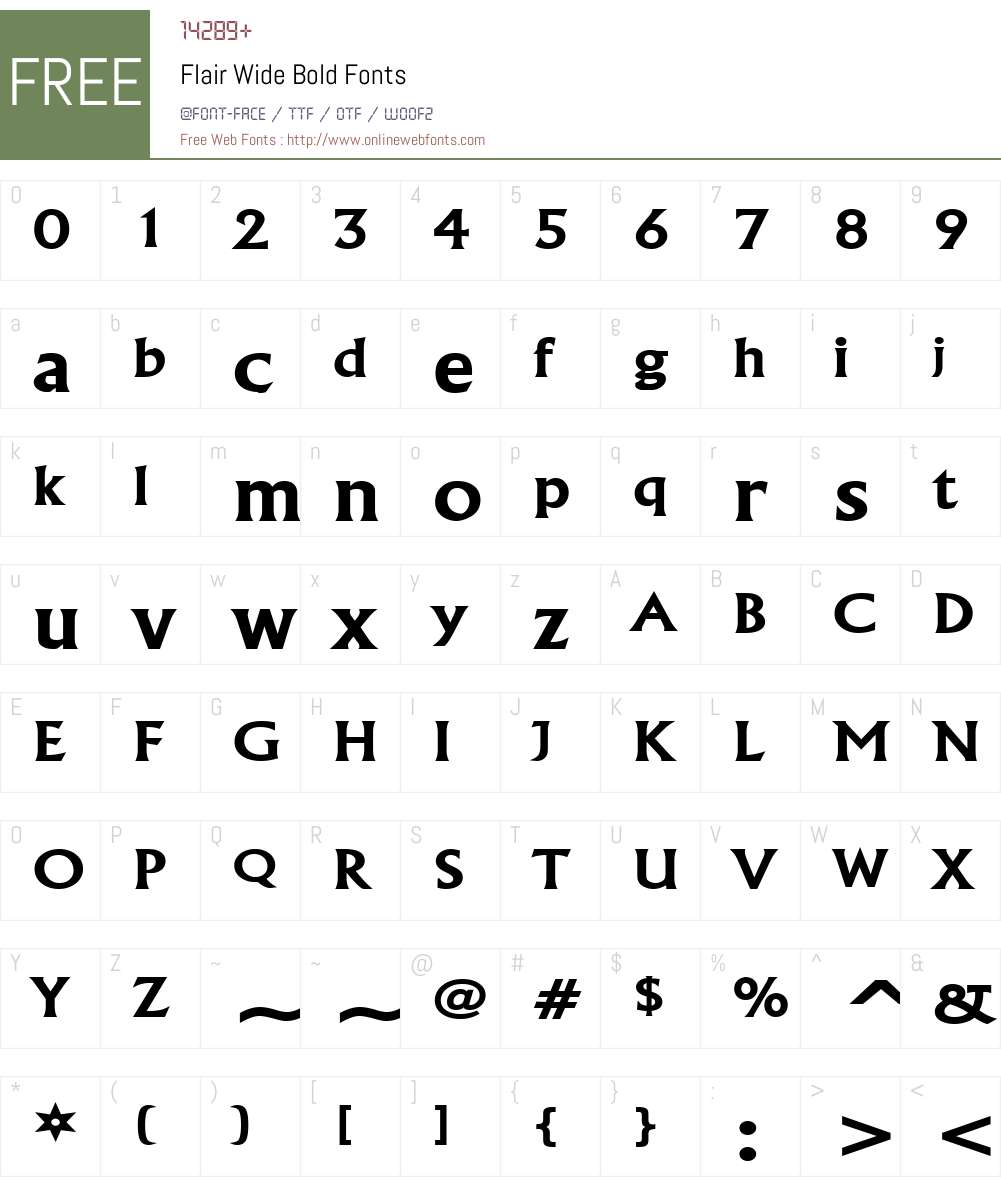 Flair Wide Font Screenshots