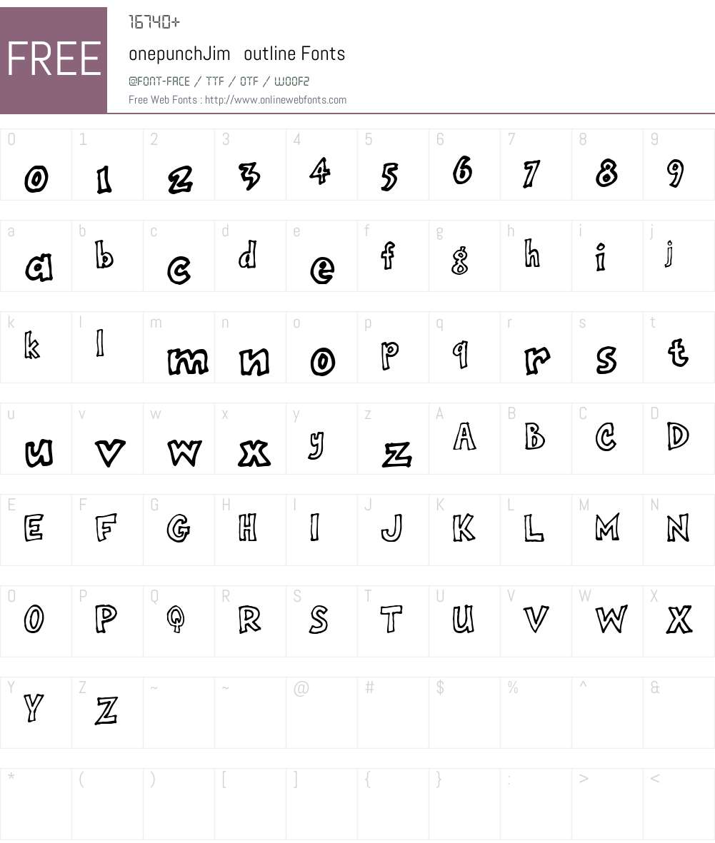onepunchJim Font Screenshots