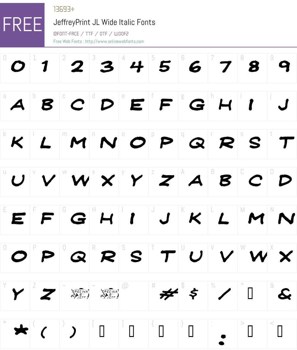 JeffreyPrint JL Wide Font Screenshots