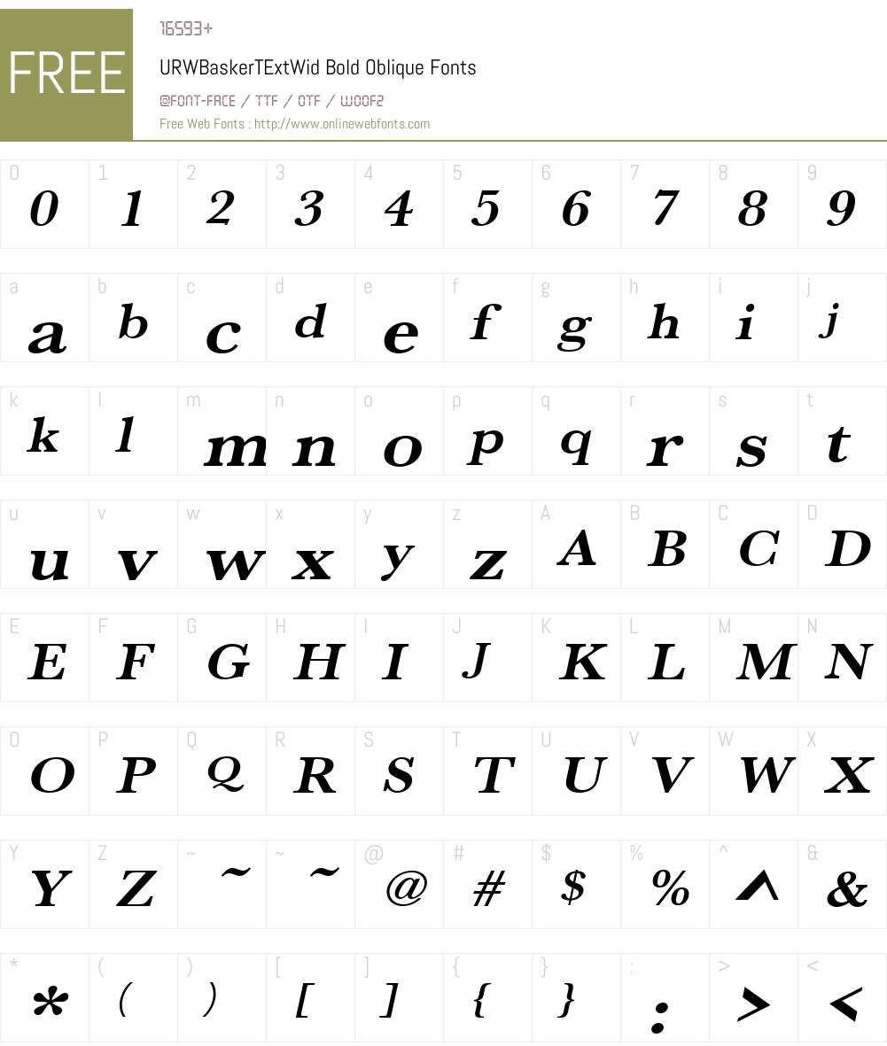 URWBaskerTExtWid Font Screenshots