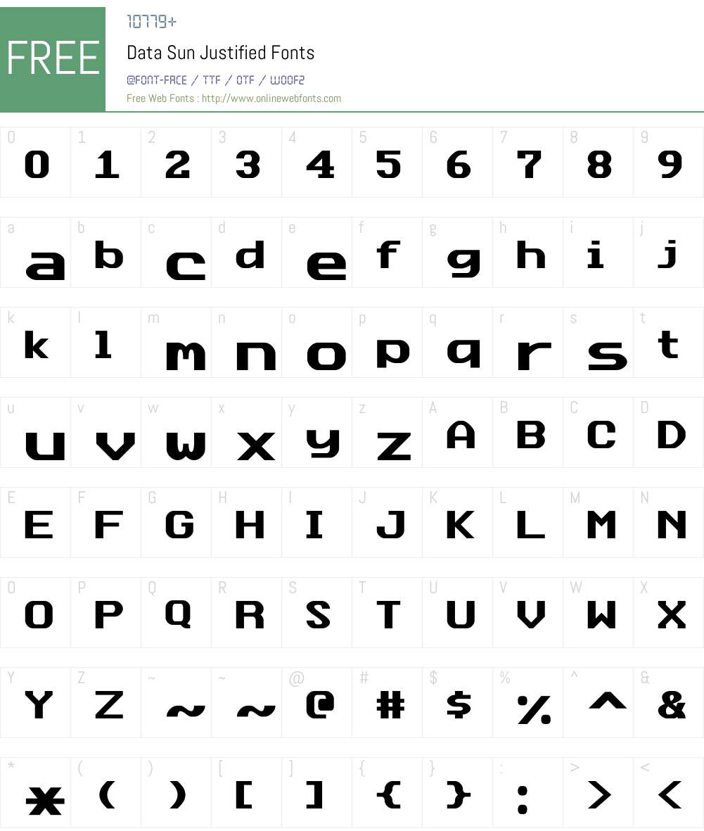 DataSunJustified Font Screenshots