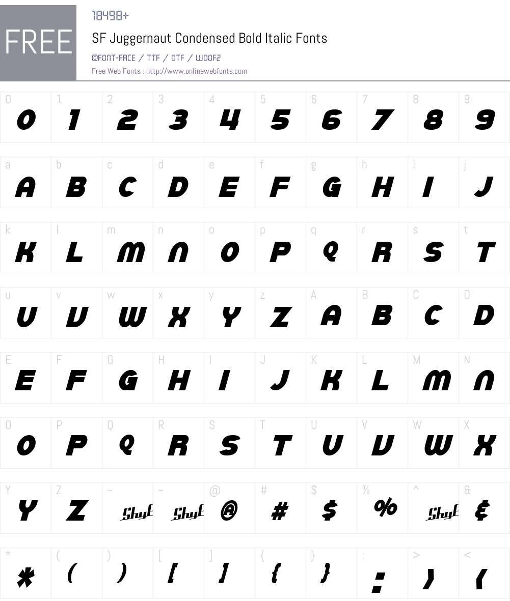 SF Juggernaut Condensed Font Screenshots