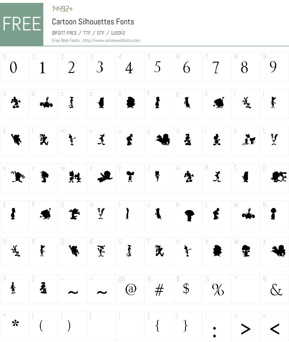 Cartoon Silhouettes Font Screenshots