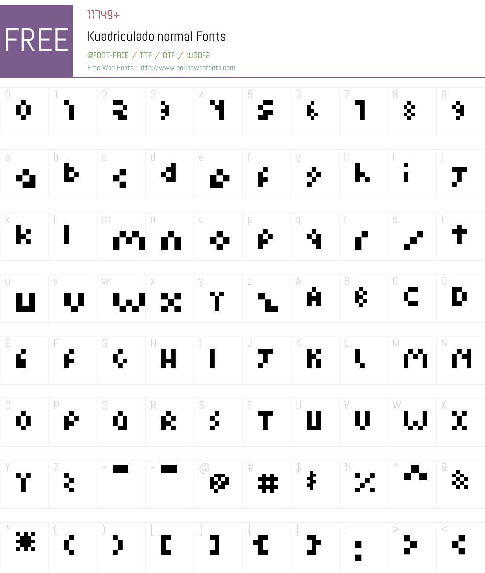 Kuadriculado normal Font Screenshots
