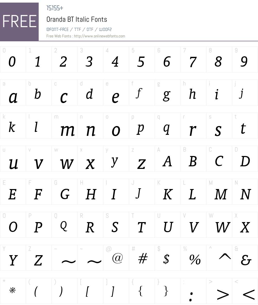 Oranda BT Font Screenshots