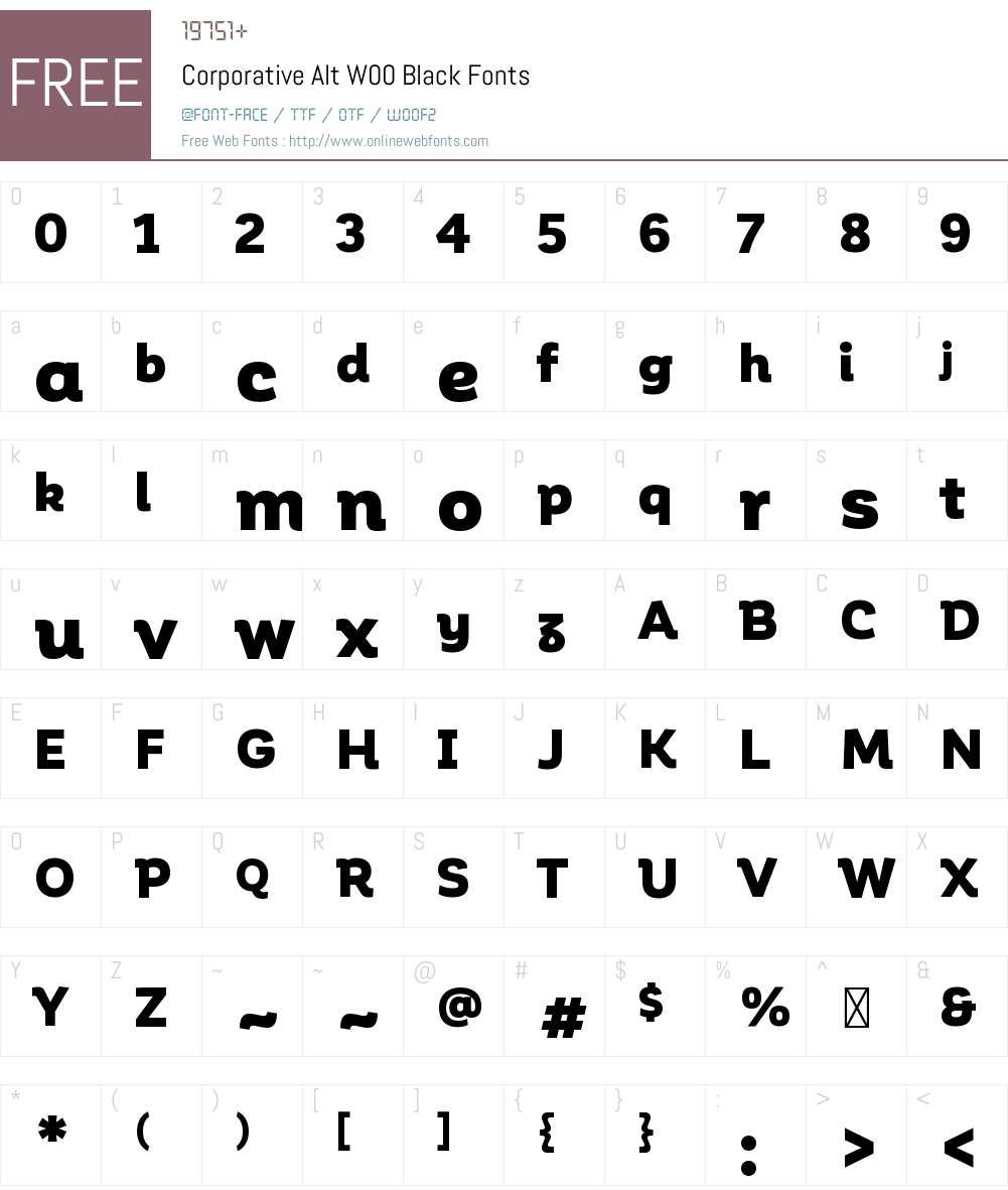 CorporativeAltW00-Black Font Screenshots