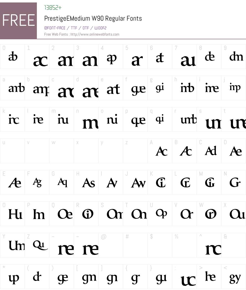PrestigeEMediumW90-Regular Font Screenshots