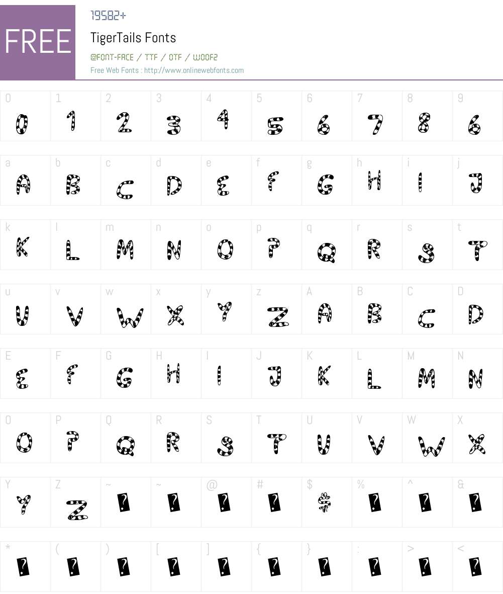 TigerTails Font Screenshots