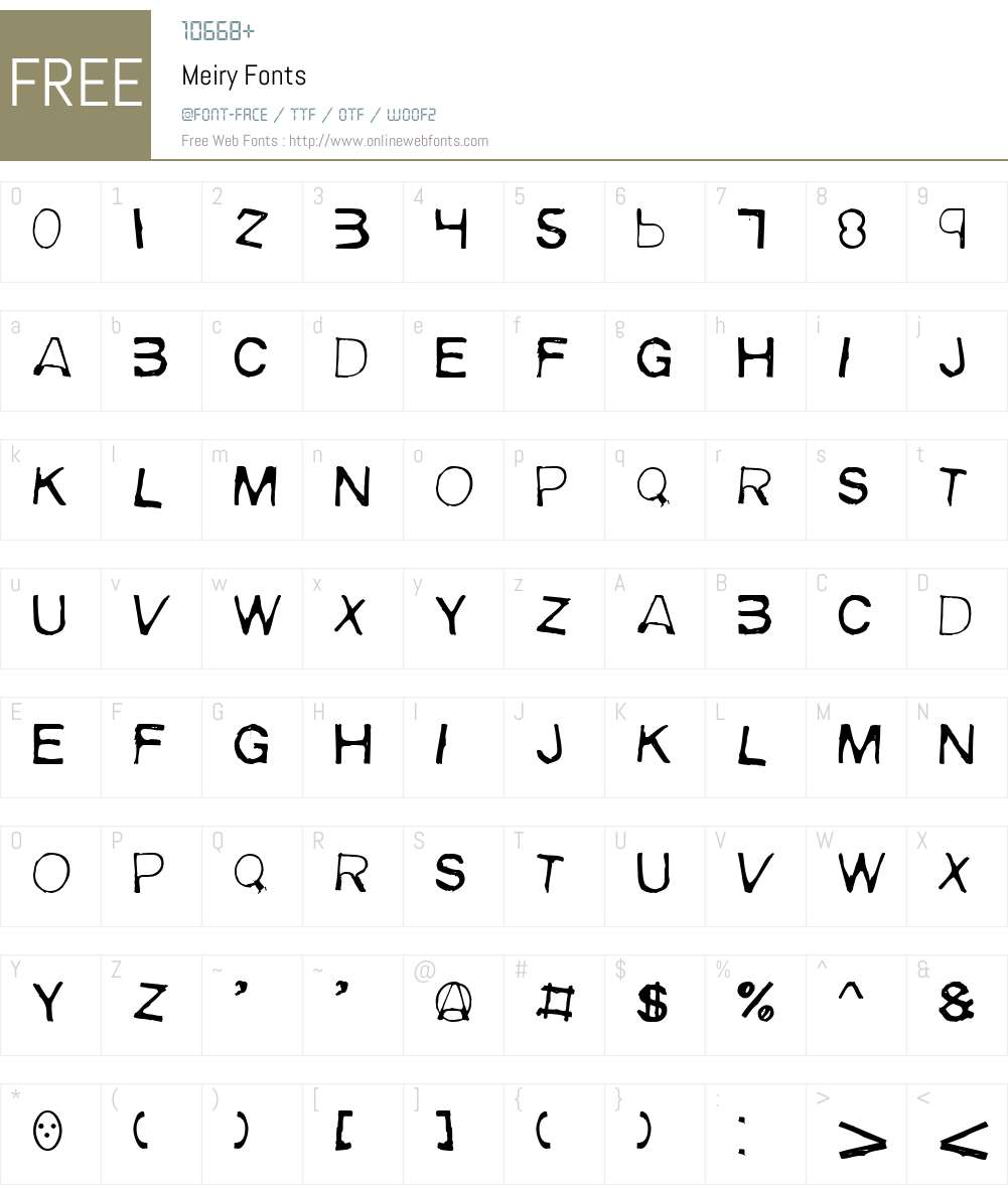 Meiry Font Screenshots