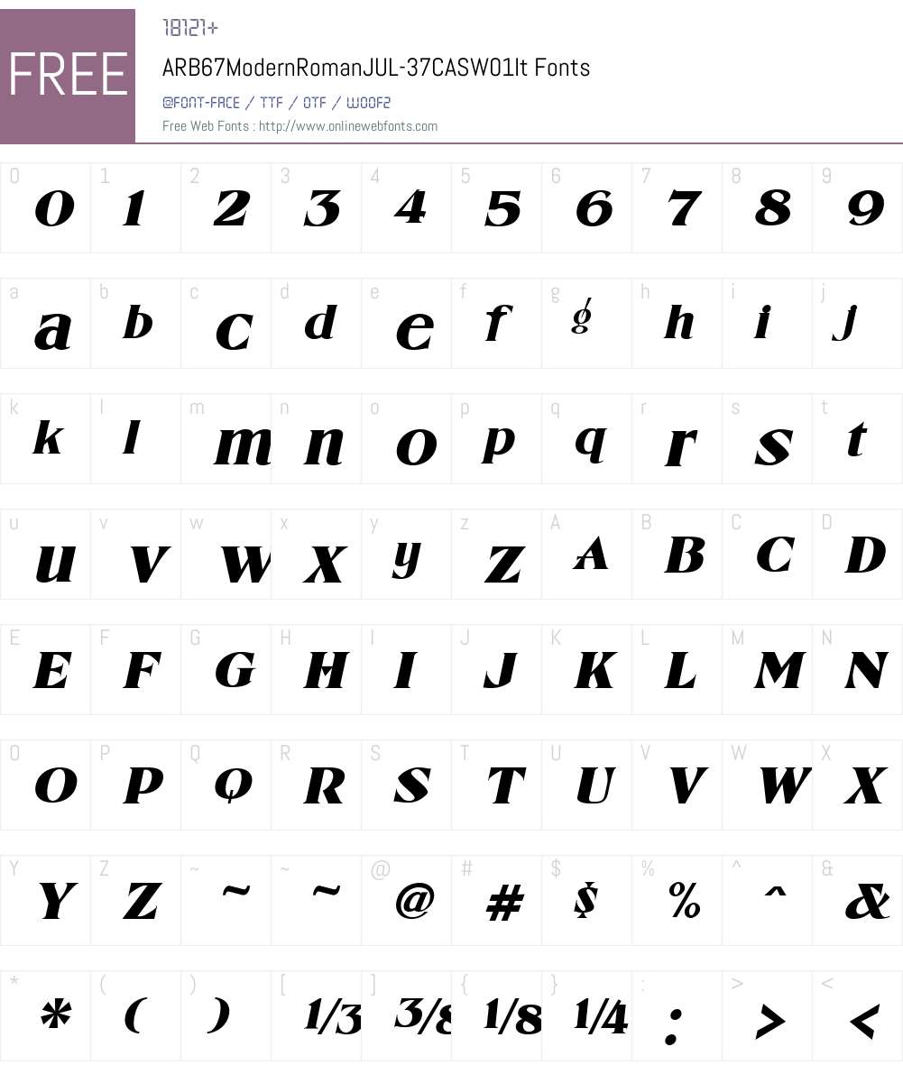 ARB67ModernRomanJUL-37CASW01-It Font Screenshots