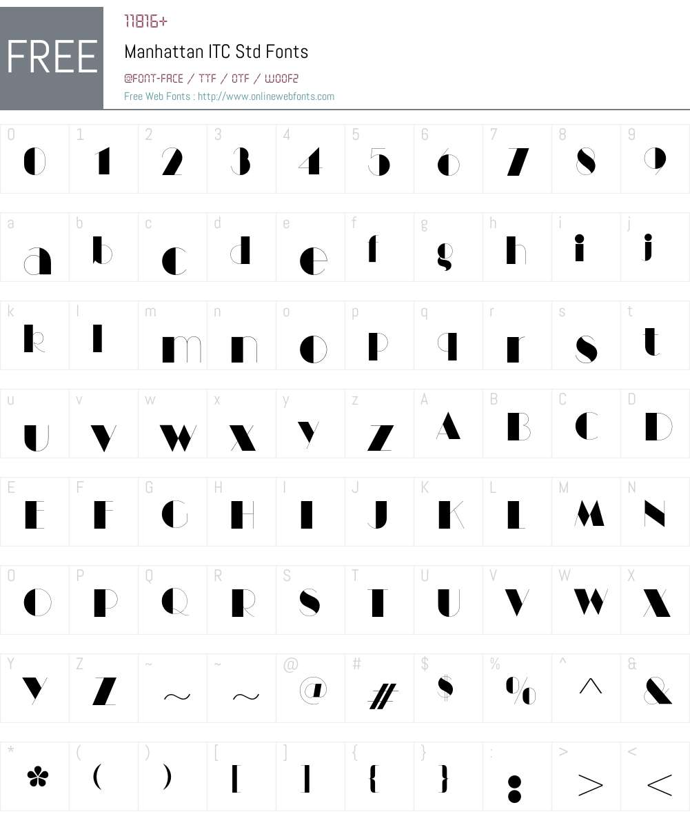 Manhattan ITC Std Font Screenshots