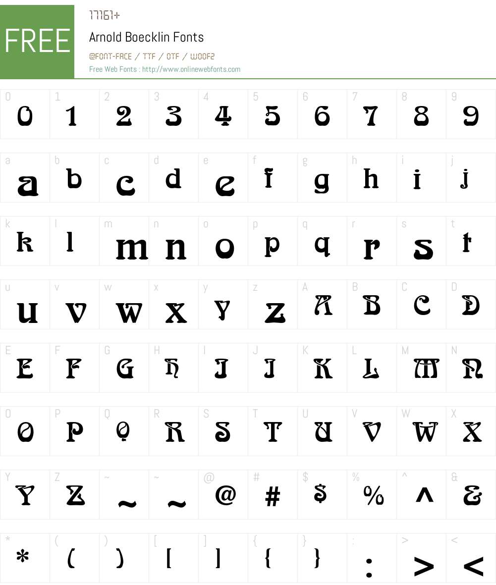 Arnold Boecklin Font Screenshots