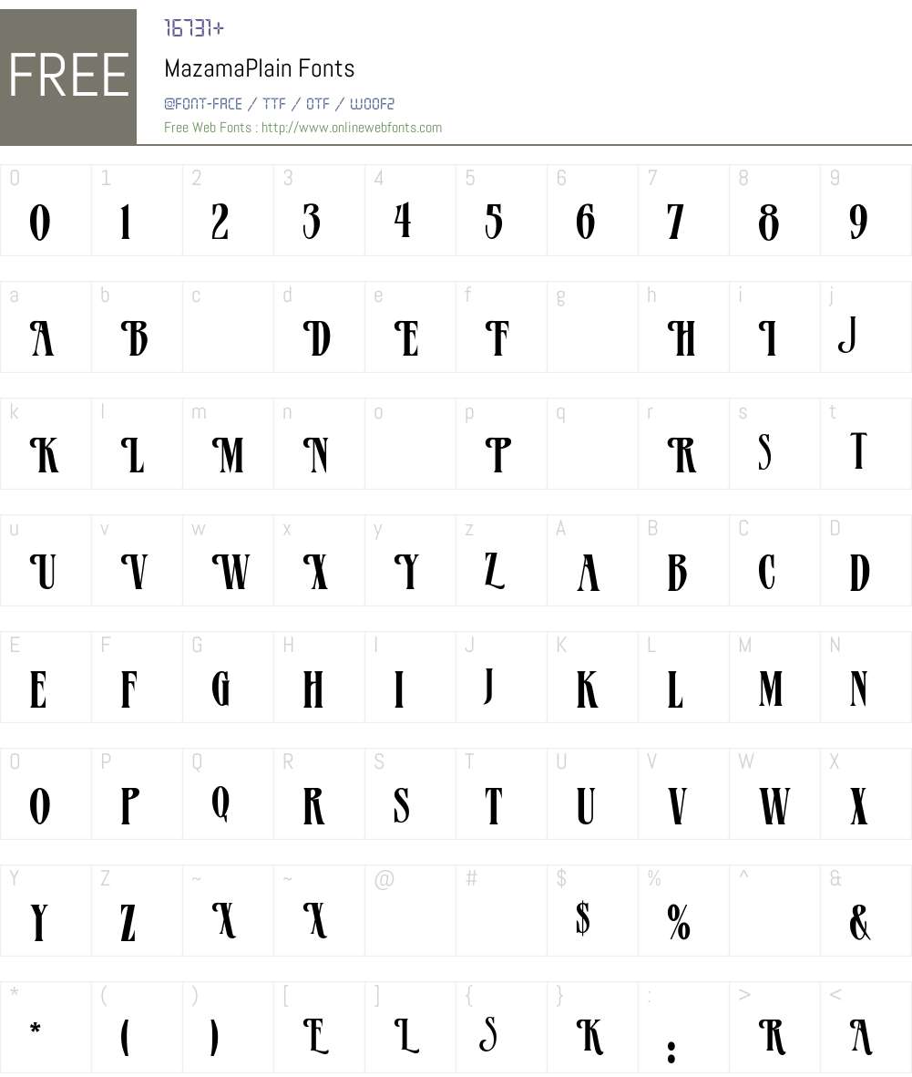 MazamaPlain Font Screenshots