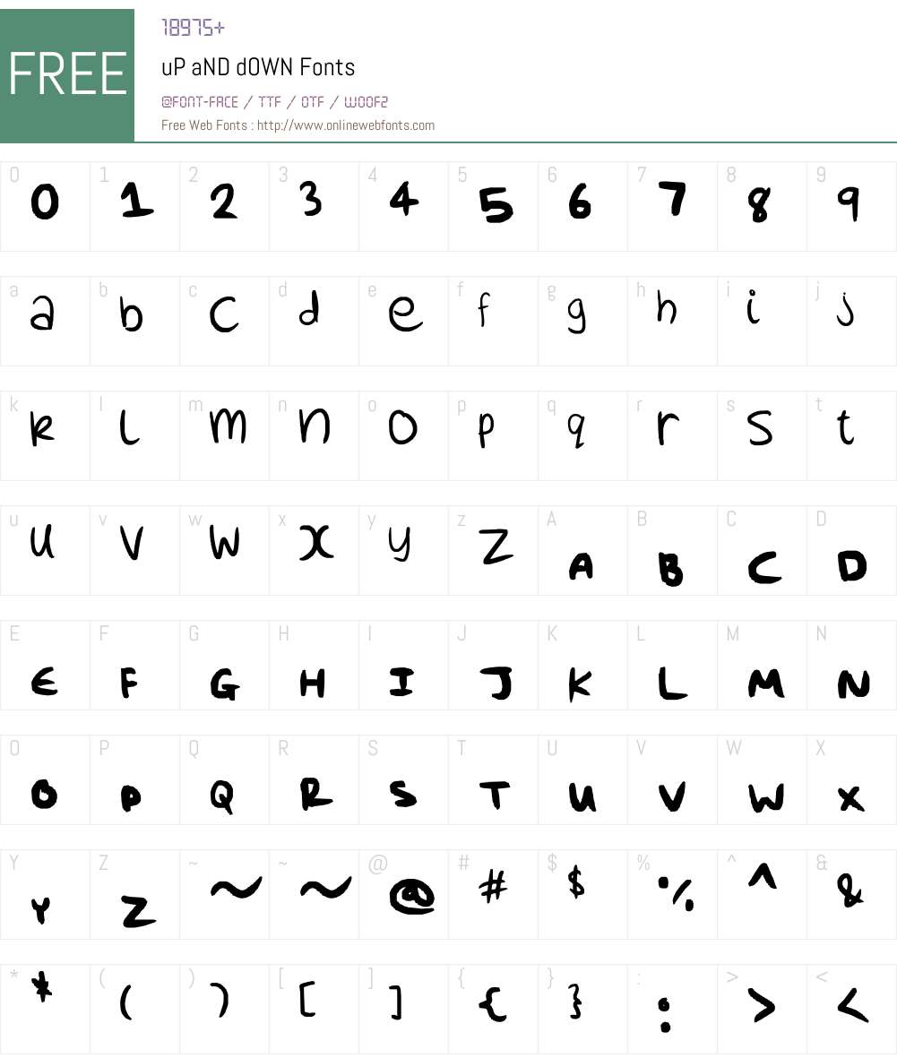 uP aND dOWN Font Screenshots