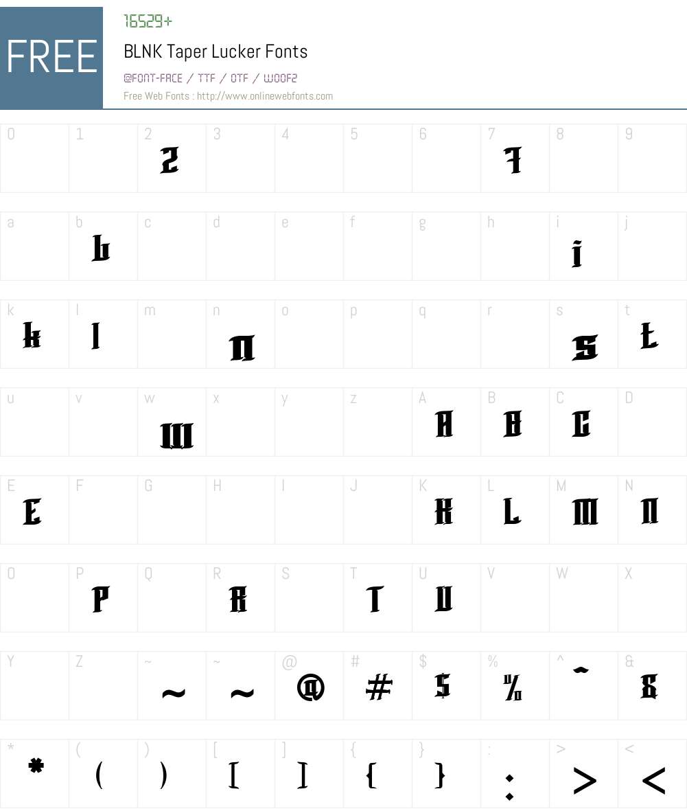 BLNK Taper Lucker Font Screenshots