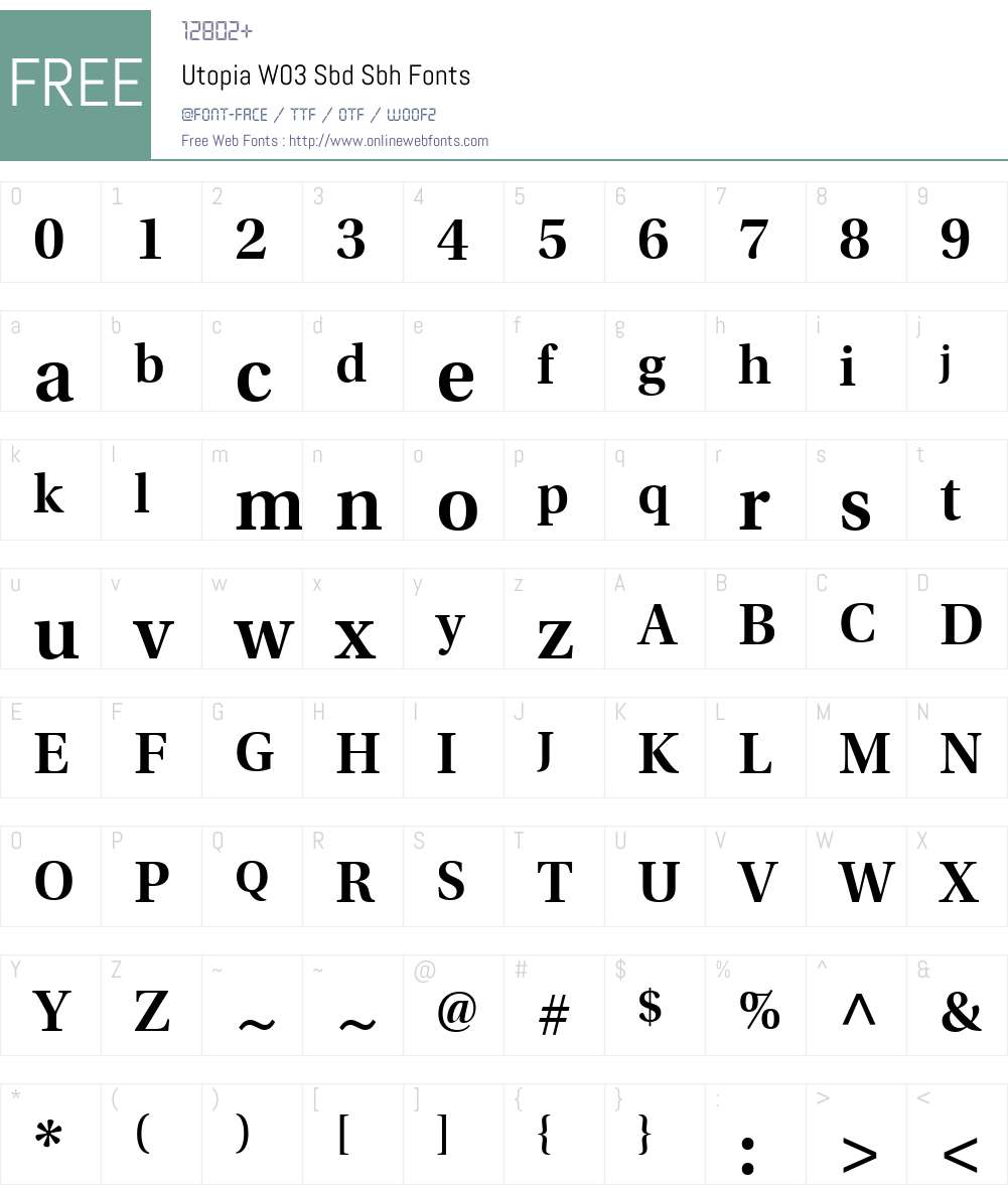 UtopiaW03-SbdSbh Font Screenshots
