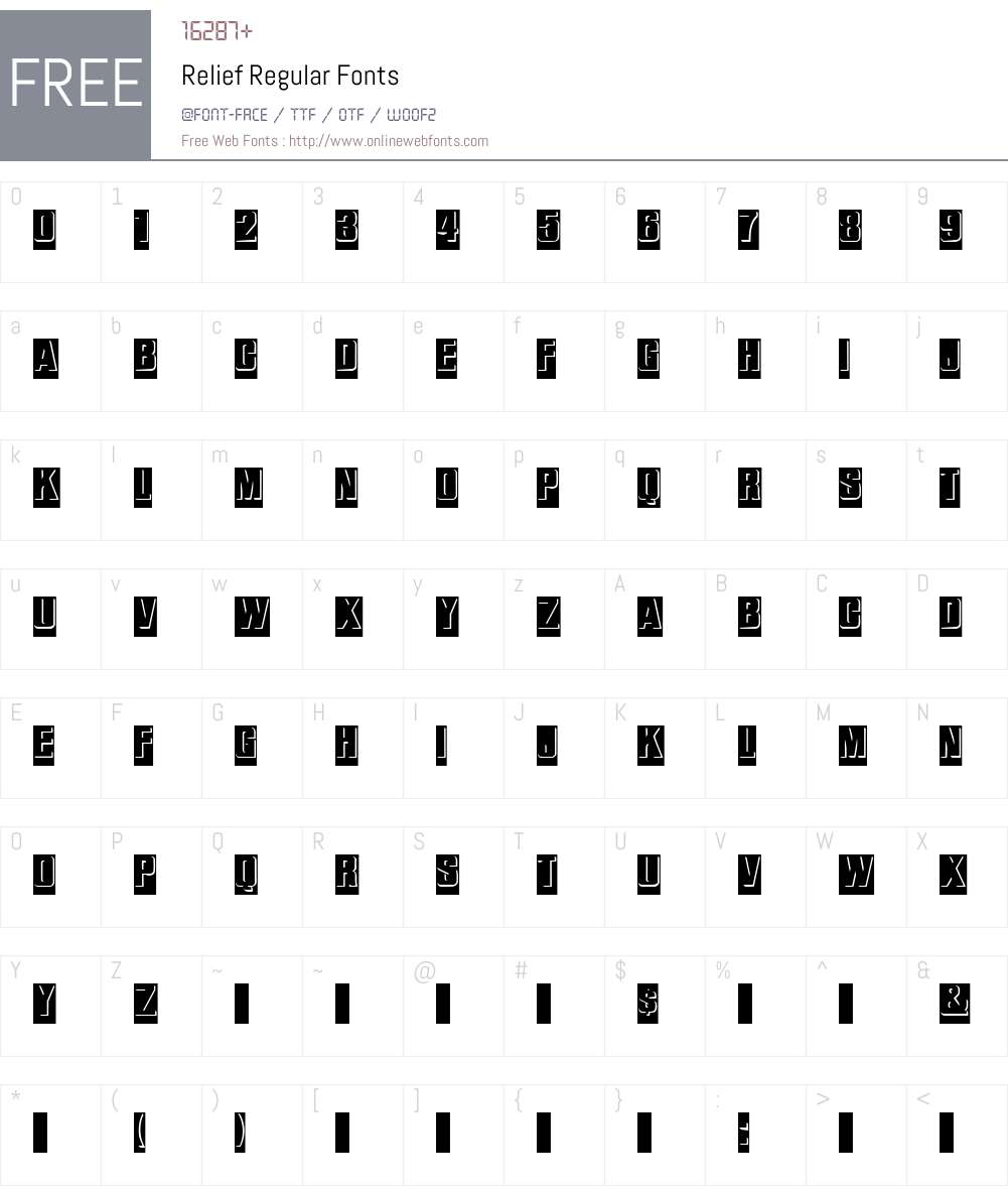 Relief Font Screenshots