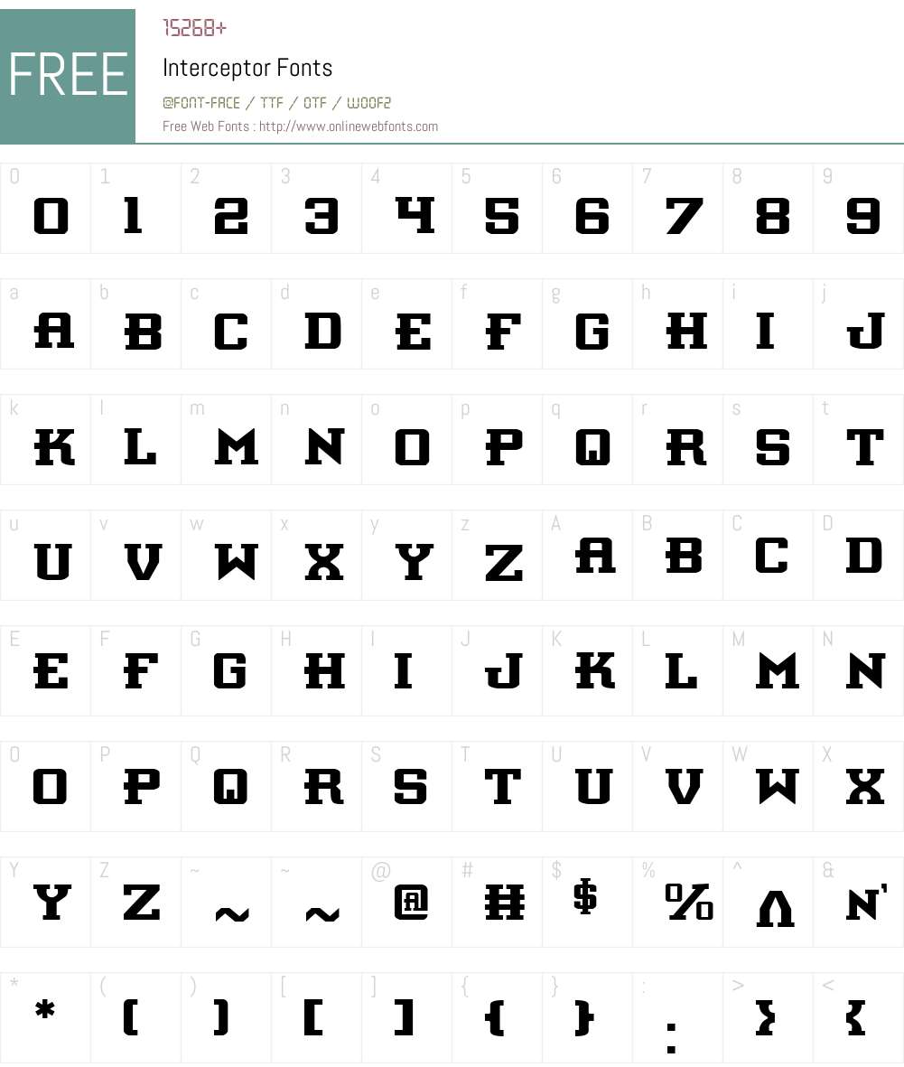 Interceptor Font Screenshots