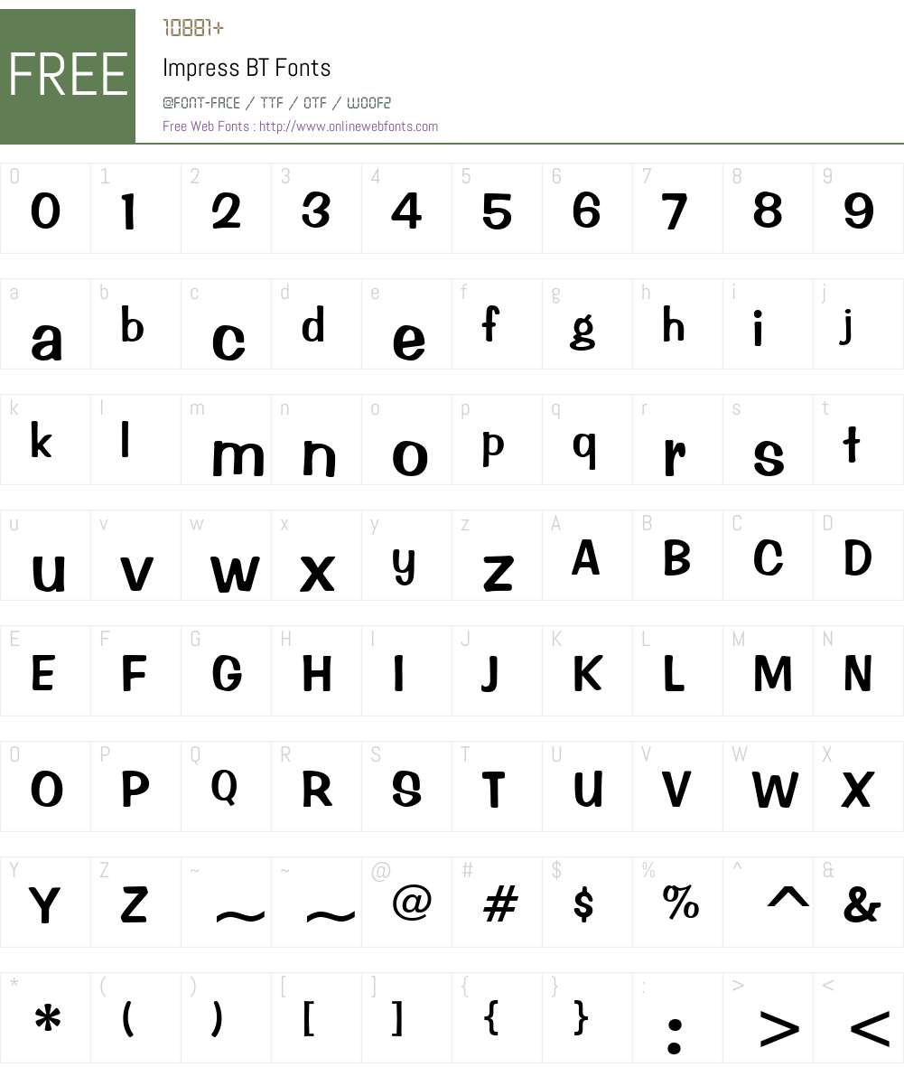 Impress Font Screenshots