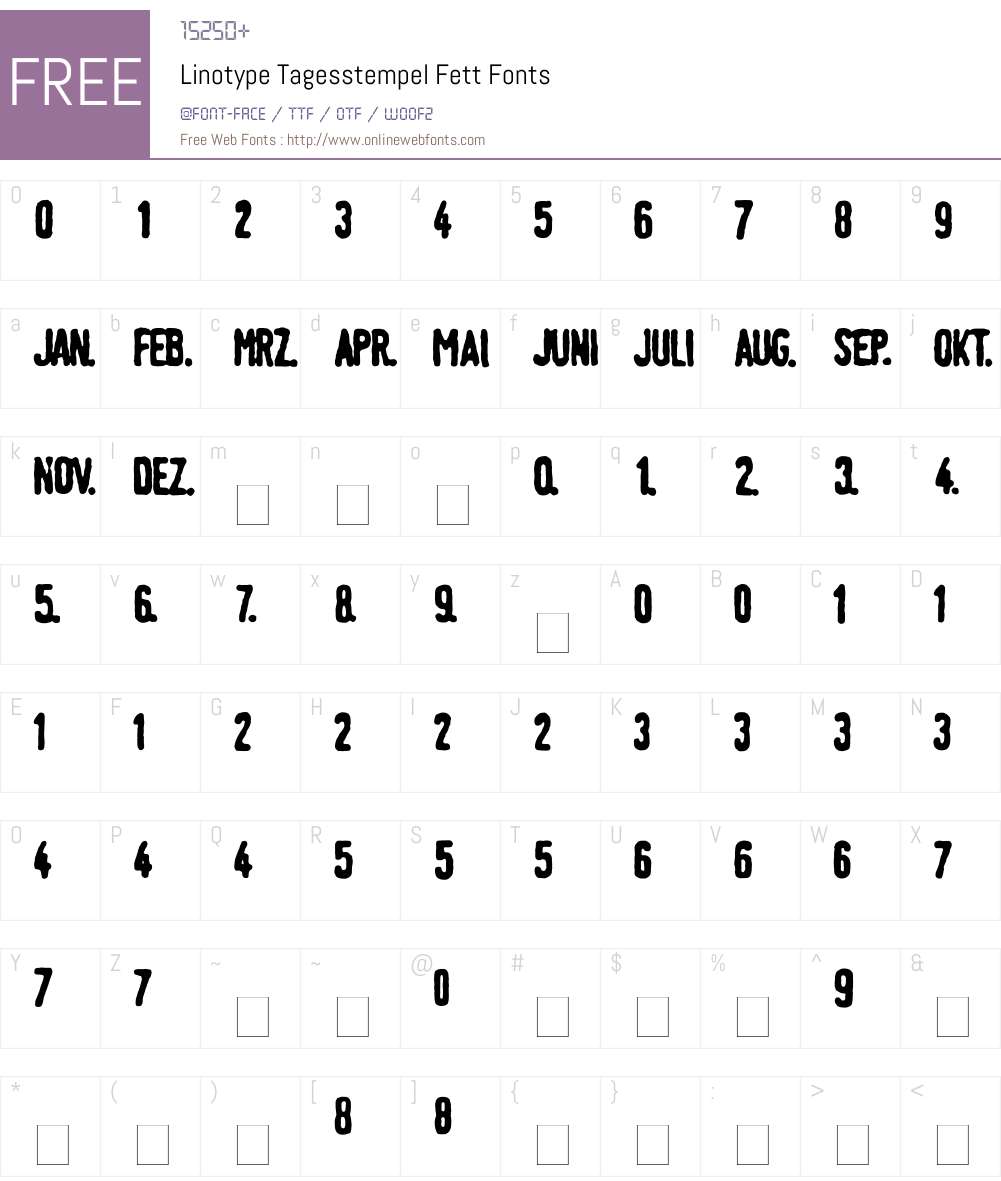 LTTagesstempel Font Screenshots