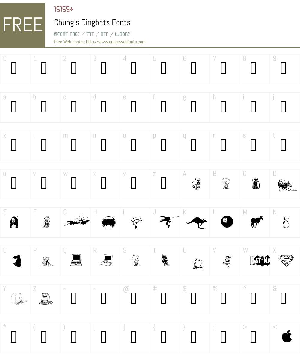 Chung's Dingbats Font Screenshots