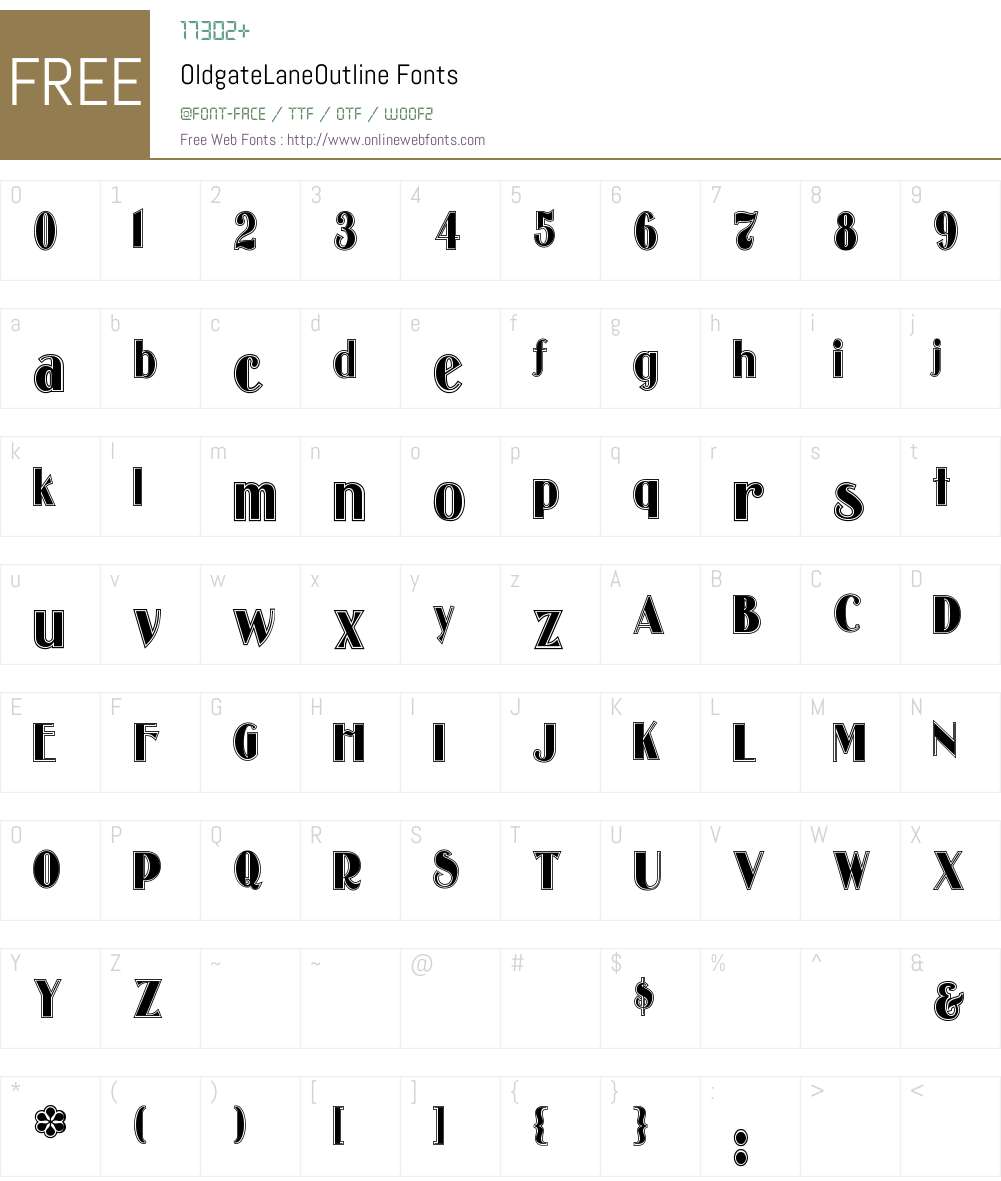 OldgateLaneOutline Font Screenshots