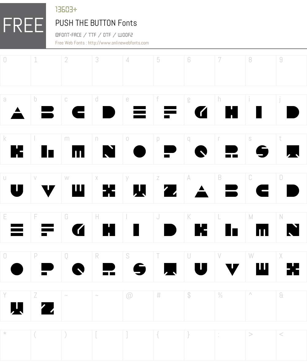 PUSH THE BUTTON Font Screenshots