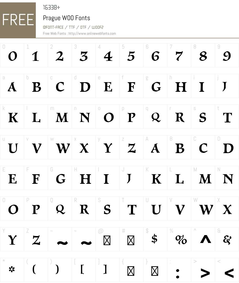 PragueW00 Font Screenshots